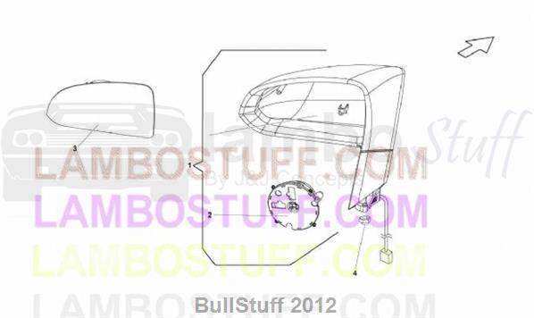 2013 Lamborghini GALLARDO LP 550-2 COUPE ARABIA EXTERIOR REARVIEW MIRROR (837.01.00)